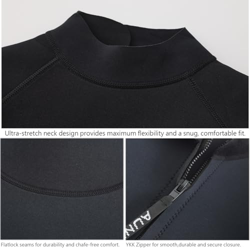 Aunua Kids Wetsuit for Youth Boys Girls, 3/2mm Full Wetsuit for Swimming, Surfing(7032 Black 12) - Thumbnail 3