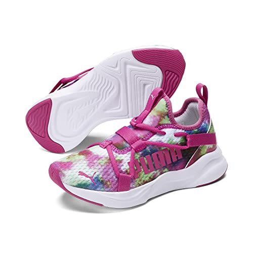Puma SOFTRIDE Rift Slip On All Over Print Sneaker, White-Ultra Magenta-Bluemazing, 4 US Unisex Big Kid