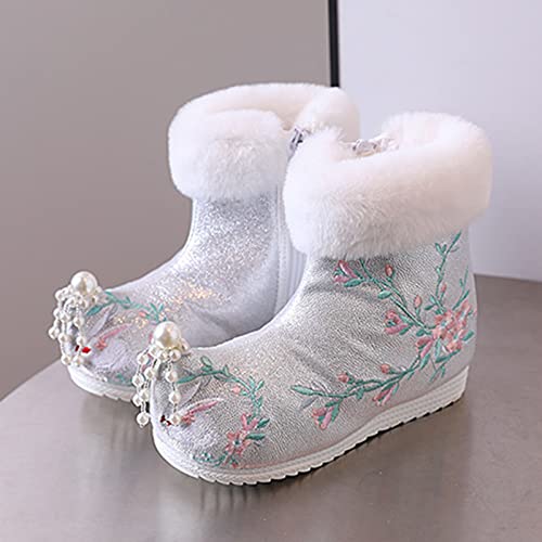 Toddler Shows Girls Warm Cotton Boots Embroidered Boots National Boots Princess Cotton Boots2