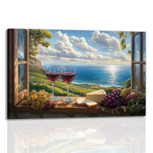 OAAPITI Kitchen Wall Art Red Wine And Foods Wall Decor