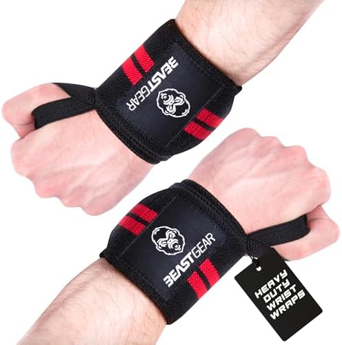 Beast Gear Weight Lifting Wrist Supports Wraps, 20" Cotton Wrist ...