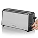 Cloer 3710 Langschlitztoaster für 4 Toastscheiben, 1380 W, integrierter Brötchenaufsatz, Nachhebevorrichtung, Krümelschublade, mattiertes wärmeisoliertes Metallgehäuse