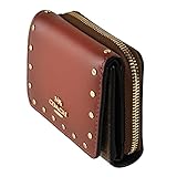 Coach Women's Riley Rivets Small Studded Trifold Wallet Khaki/Terracotta Multi