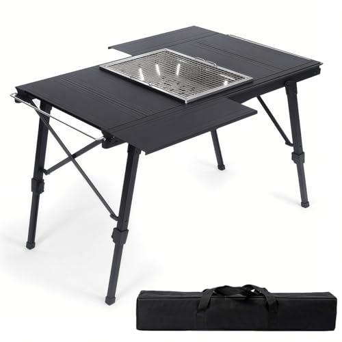 次世代 IGT テーブル 両側拡張可能 天板分体 組み合わせ 折畳 軽量 多用途 高さ無段階調節可能 掛けレバー付き アルミ合金 6ユニット コンパクト 耐荷重 50kg アウトドア キャンプ マルチキッチンテーブル バーベキュー 収納袋付き