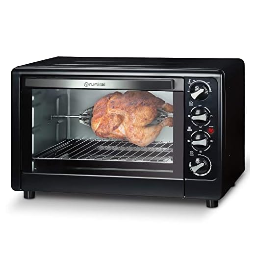 Grunkel - HR-48RMRUSTI - Horno eléctrico multifunción de sobremesa de 48l con 3 funciones de calor y selector de temperatura hasta 230ºC. Incluye rustidora y temporizador hasta 60 min - 2200W - Negro