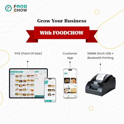 Image of 58mm (2 Inch) Direct Thermal Receipt Printer + 14-Days Free Trial Software License for Restaurants, Cafes, Shops | USB + Bluetooth with QR Code, Digital Menu, 7 Rolls, POS Website Billing Machine