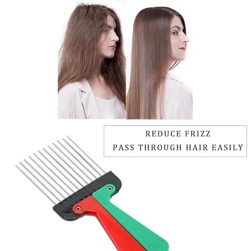 Afro Pick Comb Metal Peine Peinar Pelo Rizado 6.8 in miniatura 7