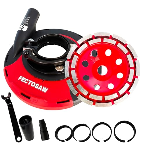 FECTOSAW Dust Shroud for Angle Grinder with Diamond Grinding Cup Wheel, 4.5–5 Inch & 7 Inch, Universal Concrete Surface Grinding Tool for Marble and Granite (7-inch Dust Shroud + Grinding Wheel)