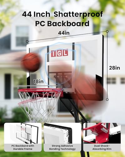 Image of IGL Portable Basketball Hoop Outdoor, 10 FT Height Adjustable Basketball Goal