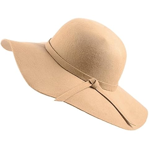Urban GoCo Vintage Foldable Wide Brim Felt Bowler Fedora Floopy Wool Hat (Camel), One Size Cover