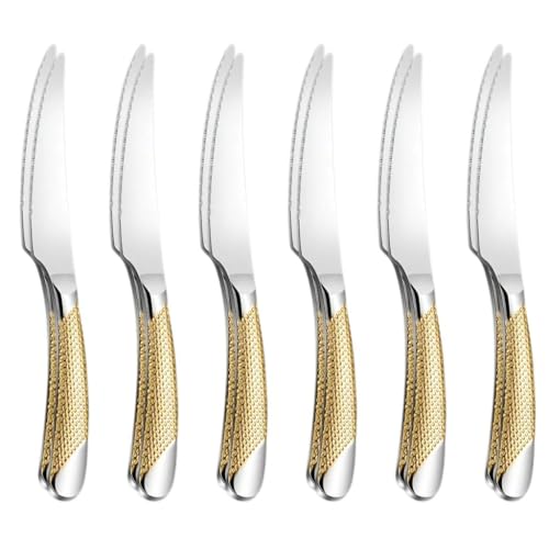 Image of Stainless Steel Table Knife, Butter Knives Cutlery Set, Mirror Finish Sturdy Utensils Set for Home, Office, Party, Camping, Dishwasher Safe, Butter Knives (12 Pcs Dinner Knife, Black)
