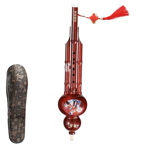 Flute Ethnic Instrument - Handmade Traditional Chinese Hulusi, 17.72x3.94 Inches Two-Mode Wind Instrument for Music Enthusiasts, Students, Children, and Professional Players for Learning
