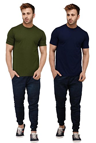 Image of London Hills Solid Cotton Blend Half Sleeve Regular Men Round Neck Tshirts | T Shirt For Man | Tshirt | Shirts Men | Tshirt For Man | T-shirt | T-shirts | Stylish | Gym Wear For Workout | MultiColored