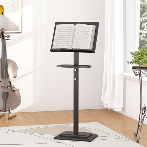 Music Stand for Sheet Music - Bamboo Folding Sheet Music Stands With Tray Guitar Clip, Wooden Sheet...