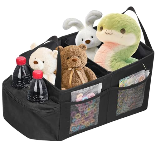 nutmanel Organizer per Auto, Organizer Sedile Auto per Sedile Posteriore & Anteriore, Organizer per Vano Bagagli Pieghevole con Cinture di Sicurezza & Portabicchieri, per giocattoli, libri, snack