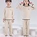SEHIOZNI Soft Cotton Kids 𝙥𝙖𝙟𝙖𝙢𝙖s Set 2 Piece Boys Girls Long Sleeve Round Neck 𝙨𝙡𝙚𝙚𝙥wear (Beige, 18-24 Months)