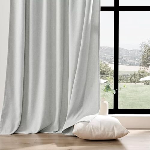 Image of Joydeco Light Filtering Curtains 108 Inch Length for Bedroom, Faux Linen Curtains 108 Inches Long for Living Room, Pinch Pleat Curtains for Living Room 108 Inch Length(52x108 inch, Greyish White)