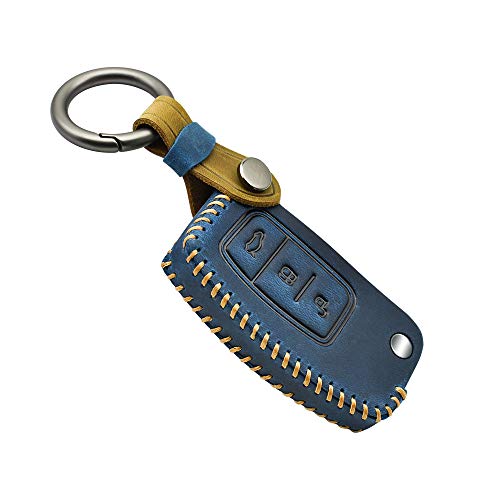 Étui clé de voiture cuir Ford bleu pour Galaxy et Bantam