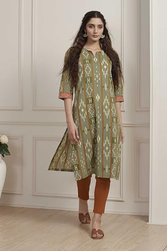 Image of BIBA Women Cotton Printed Straight Kurta