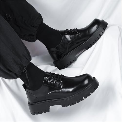 Mens Black Vintage Round Toe Dress Shoes Large Size Classic Business Formal Casual Leather Slip On Footwear4