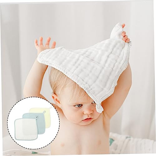 Kisangel 3Pcs Cotton Baby Face Towels Set for Newborns 25x25 cm Soft Absorbent Washcloths for Infants for Bathing and Wiping Mouth 4-Layer Design4
