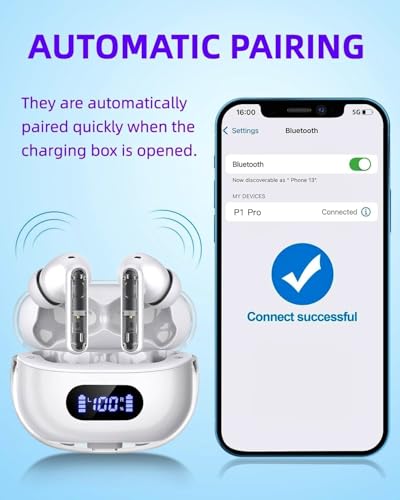 BYDTOOPCBD Wireless Earbuds P1 PRO, Earphones Wireless Bluetooth Headphones with Clear Call Mics Ear Buds, Comfortable Fit, IPX7 Waterproof Headset Long Battery Life, 30H Playtime for Sports Workout - image 3
