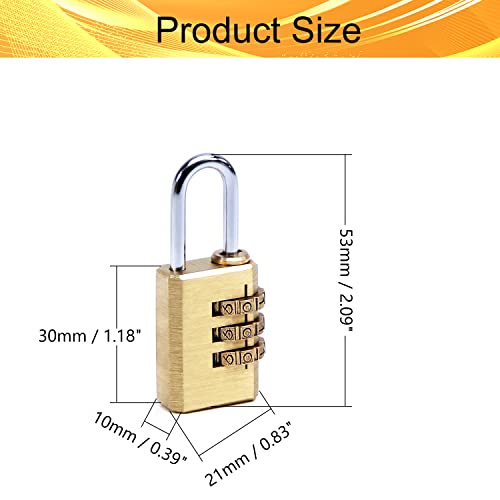 Image of 3-Digit Combination Padlock Shackle Copper Resettable Padlock Gym Lock Waterproof for Gate & Door Hasps Toolboxes Drawing 3mm 4PCS