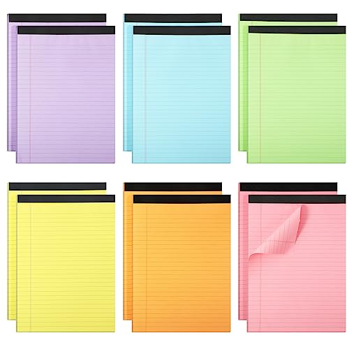 Gueevin 12 Pcs 8.5” x 11” Colored Legal Pads Lined...
