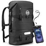 STOVER Mochila Dry Bag de 25L com bolsa impermeável para celular - preta