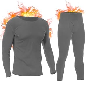 SIMIYA Mens Thermal Underwear Set, Thermal Base Layer Long Sleeves Long Johns Set, Fleece Lined Warm Tops Bottoms for Cold Winter