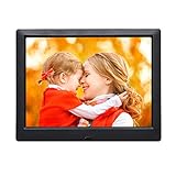 Múltiples funciones: marco de fotos electrónico compatible con música, foto, vídeo, calendario, reloj, alarma, 6 idiomas, un gran regalo para amigos y familia. Gracias a la práctica función de encendido y apagado automático, es más que un marco de fotos