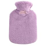 Bouillotte Eau 1L, 1000ML Bouillotes pour eau Chaude, Bouillote Caoutchouc, Bouillotte eau Chaude Peluche, Sûr et durable, Amovible et Lavable, Les meilleurs cadeaux d'hiver et de Noël