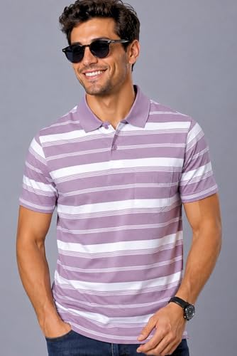 Image of SANE ORIGINALS Half Sleeve Polo T-Shirt for Men with Pocket || Stripe Collar and Pocket T-Shirt for Men Half Sleeves
