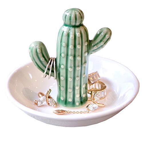 Image of PUDDING CABIN Cactus Gifts for Women Christmas, Cactus Ring Holder Dish, Birthday Gifts for Women Thanksgiving Xmas Valentine's Day, Decorative Cactus Decor, Home Decor