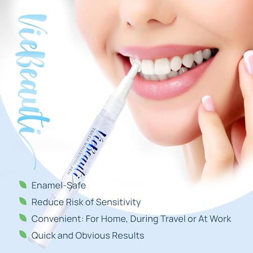 Image of VieBeauti Teeth Whitening Pen (2 Pcs), 20+ Uses, Effective, Painless, No Sensitivity, Travel-Friendly, Easy to Use, Beautiful White Smile, Mint Flavor