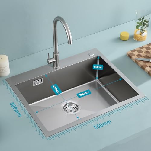 Évier de cuisine rectangulaire avec distributeur de savon et siphon complet 5550U - 3