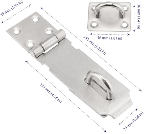 Image of SOUJAP 10 PCS 4 Inch Door Hasp Latch Lock, Padlock Hasp Latch with 80 Mounting Screws, Padlock Hasp Staple for Window Cabinet Door