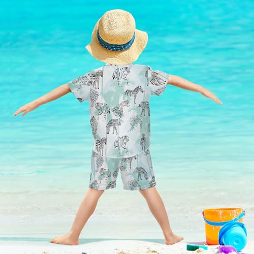 Image of Sunflower Floral Yellow Black Short Sleeve Hawaiian Button Down Shirts and Short Sets for Boys Toddler Summer Outfits
