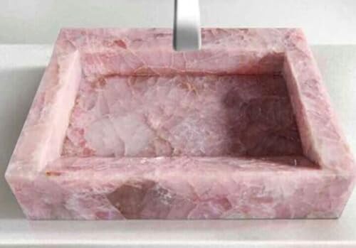 Fregadero de cuarzo rosa I Cuarzo rosa Lavabo de lavado a mano I Lavabo de cuarzo rosa I Lavabo de cuarzo rosa I Lavabo de cuarzo rosa de 26 x 21 pulgadas
