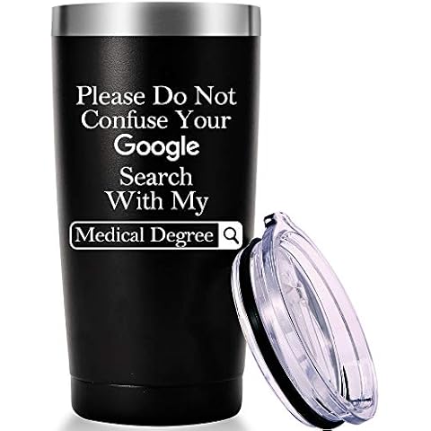AMZUShome Please Do Not Confuse Your Goooogle Search With My Medical Degree Mug.Doctor,Medical School Graduation Gifts.Appreciation,Birthday,Christmas Gifts for Doctors,MD,Med Tumbler(20oz Black) Cover