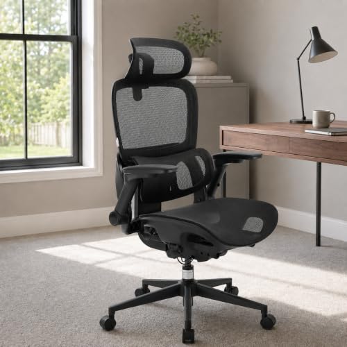 Image of SIHOO B300 PRO Comfy Ergonomic Office Chair Without FOOTREST, Black | Mesh Computer Chair with 360 FILP-up 6D Armrests, 135 Reclining, Breathable Desk Chair for Home Office, Holds 300 LBS