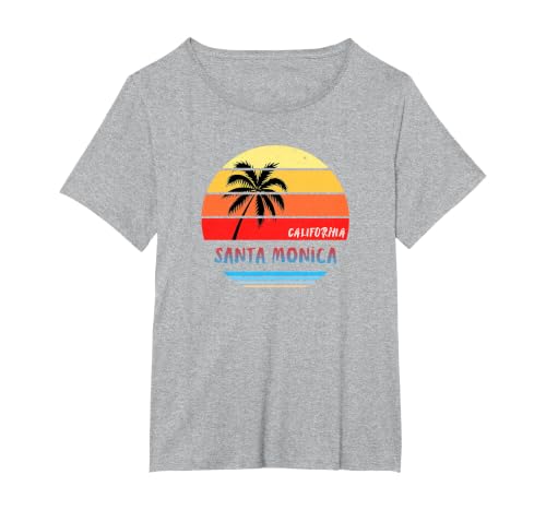 Santa Monica Shirt | Santa Monica California T-Shirt, Women's Plus, Heather Grey, 2X