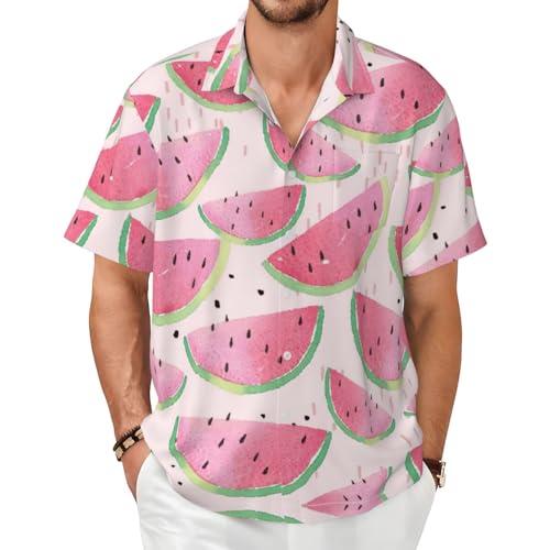 Chemise pastèque homme à manches courtes avec poche pour l'été