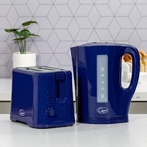 Quest Modern Navy Blue Kettle & Toaster Set / 1.7L Capacity Kettle & 2 Slice Toaster/Spout