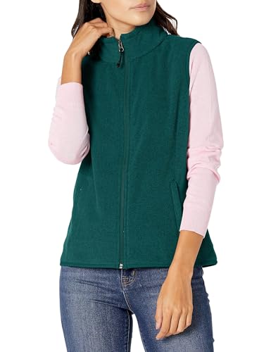 Amazon Essentials Women's Classic-Fit Sleeveless Polar Soft Fleece Vest (Available in Plus Size), Dark Green Heather, X-Small