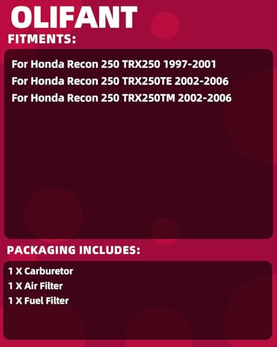 Image of Carburetor For Honda Recon 250 1997-2006 TRX250TE TRX250TM 2002-2006 With Air Filter