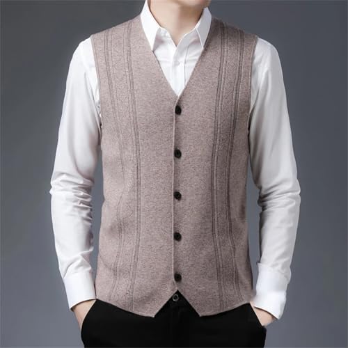 Men's Stylish Sleeveless V-Neck Cardigan Vest Perfect for Office Wear in Spring and Fall.4