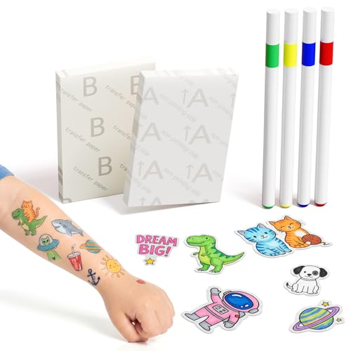 Compatible with Hello Blink Tattoo Maker Refill Pack Includes 60pcs Tattoo&Transfer Papers and 4 Markers Temporary tattoos constantly creative