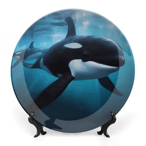 Plato decorativo de porcelana Bone China con soporte 7 in miniatura 1