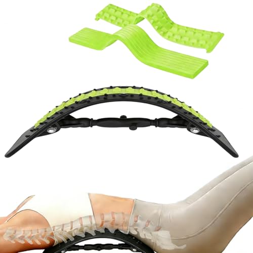 Xtrillogen Rückenstrecker Gerät Mit Massagepunkten Höhenverstellbar Zuhause Rückentrainer Hyperextension Lendenstützbrett Anwendbar auf Bandscheibenvorfall Skoliose und Ischias (Schwarz+Grün)